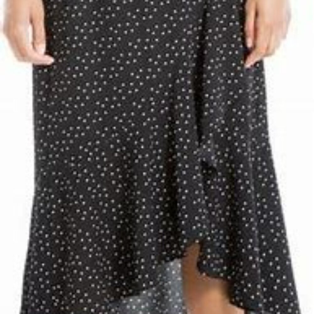 Max Studio Side Tie Ruffle Crepe Maxi Skirt